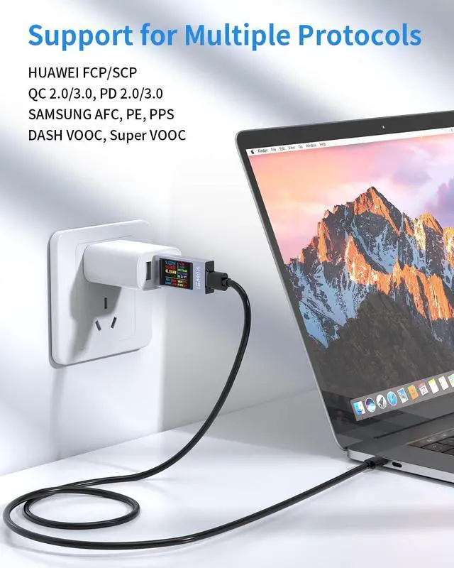 Alt view image 4 of 7 - USB C Tester Power Meter, 4-30V 0-12A Type-C PD Tester Digital Multimeter, Voltage and Current Tester Meter Voltmeter, Power Bank Capacity USB Cable Charger Detector (KWS-2303C)