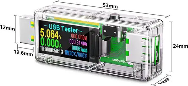 Alt view image 2 of 6 - USB 3.0 Tester, IPS Color Display Digital Multimeter Voltmeter Current and Voltage Monitor, DC 5.1A/30V/150W Power Meter Tester, Test Speed of Chargers, Cables, Capacity of Power Banks-Clear