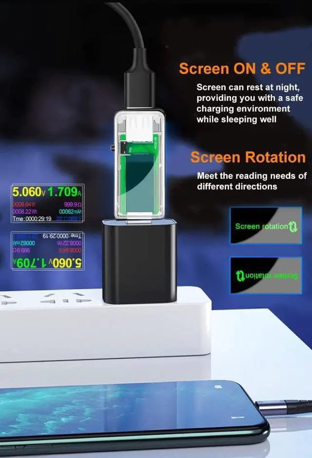 Alt view image 4 of 6 - USB 3.0 Tester, IPS Color Display Digital Multimeter Voltmeter Current and Voltage Monitor, DC 5.1A/30V/150W Power Meter Tester, Test Speed of Chargers, Cables, Capacity of Power Banks-Clear