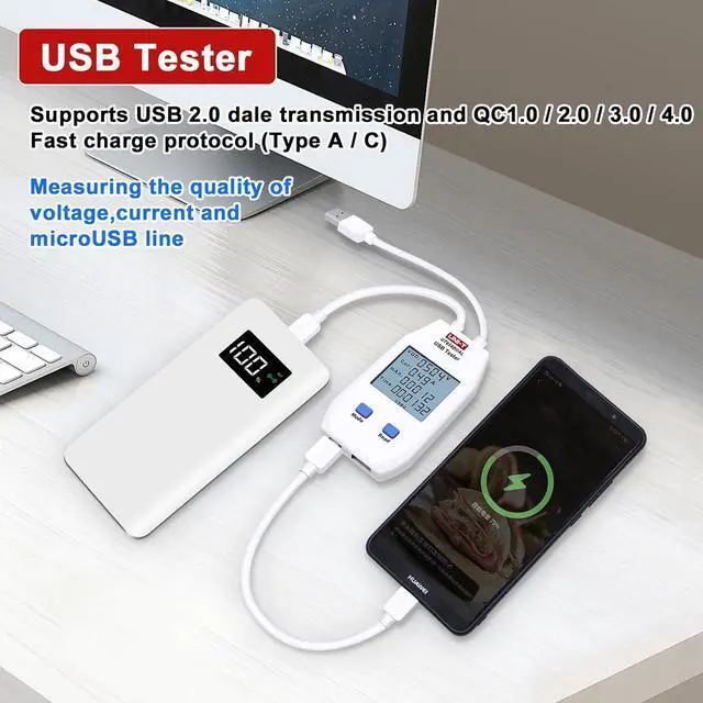 Alt view image 2 of 7 - LCD USB Type C Digital Tester - Power Voltage Amps Meter Current Capacity Cable Tester Tool, UT658Dual DC 4-24V Voltmeter Ammeter Detector Inspecting Portable Power Sources