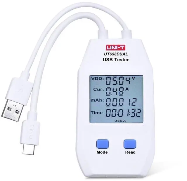 Main image of LCD USB Type C Digital Tester - Power Voltage Amps Meter Current Capacity Cable Tester Tool, UT658Dual DC 4-24V Voltmeter Ammeter Detector Inspecting Portable Power Sources