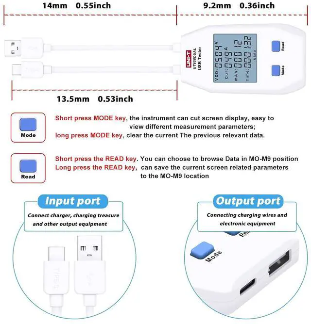 Alt view image 3 of 7 - LCD USB Type C Digital Tester - Power Voltage Amps Meter Current Capacity Cable Tester Tool, UT658Dual DC 4-24V Voltmeter Ammeter Detector Inspecting Portable Power Sources