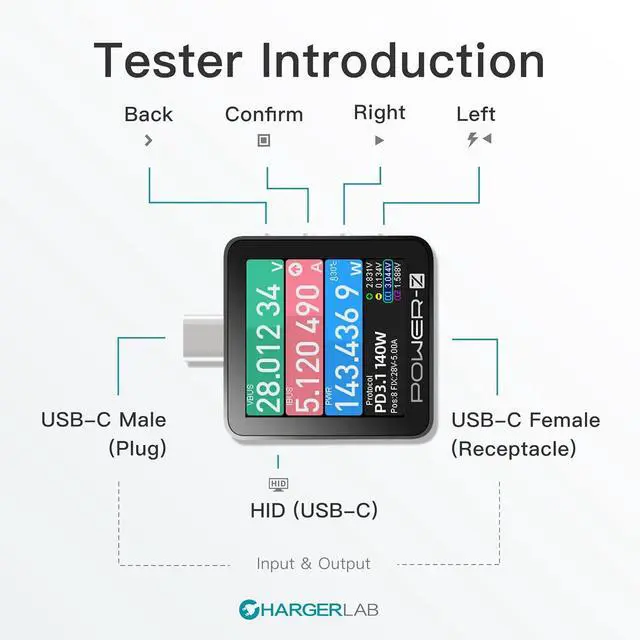 Alt view image 2 of 7 - Power-Z KM003C Portable USB-C Fast Charging Tester PD3.1 QC5.0 Digital Voltmeter & Ammeter Power Bank Tester