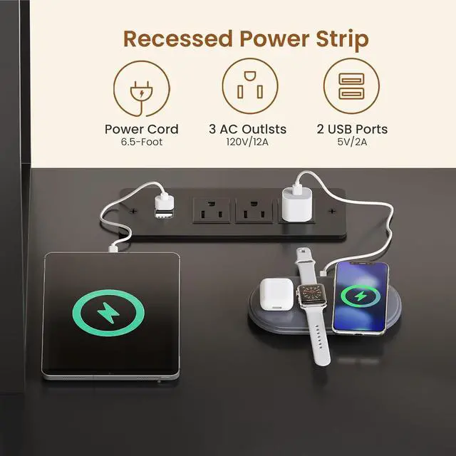 Alt view image 7 of 7 - 67" L Shaped Gaming Desk with Drawers, Reversible Computer Corner Desk with File Drawer, Hutch, Storage Shelves for Home Office, Gaming Two Person Desk with Led Lights, Power Outlet, Black