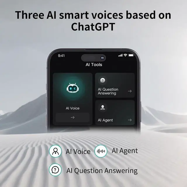 Alt view image 4 of 7 - AI Voice Recorder, Portable Note Voice Recorder with w/Case, App Control, Transcribe & Summarize Empowered by ChatGPT, Support 134 Languages, 64GB Memory, Audio Recorder for Calls, Lectures, Meetings
