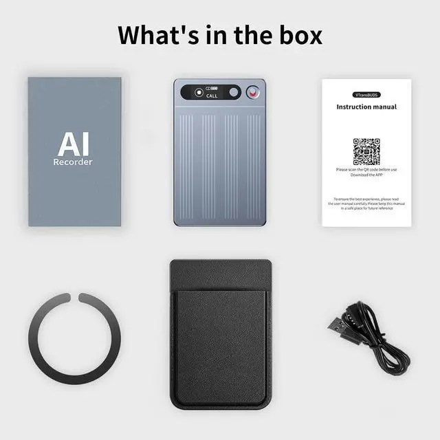Alt view image 7 of 7 - AI Voice Recorder, Portable Note Voice Recorder with w/Case, App Control, Transcribe & Summarize Empowered by ChatGPT, Support 134 Languages, 64GB Memory, Audio Recorder for Calls, Lectures, Meetings