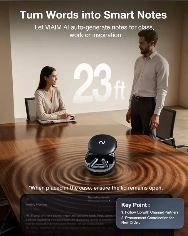 Alt view image 5 of 7 - RecDot AI Voice Recorder Earbuds,  AI Meeting Assistant with Transcription, 17 Languages, FlashRecord, to-Do Lists & Summaries with AI, 48dB ANC for Meetings, Interviews & Lectures, Black