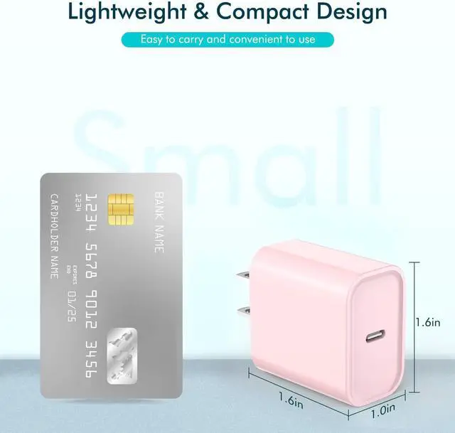 Alt view image 6 of 7 - [Apple MFi Certified] iPhone 16 Pro Max Quick Charger,3Pack 20W USB C Wall Charger Block and 6 Feet USB C to USB C Fast Charging Cable for iPhone 16/16 Plus/Pro/Pro Max/iPhone 15/15 Pro Max/Plus(Pink)