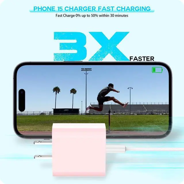 Alt view image 3 of 7 - [Apple MFi Certified] iPhone 16 Pro Max Quick Charger,3Pack 20W USB C Wall Charger Block and 6 Feet USB C to USB C Fast Charging Cable for iPhone 16/16 Plus/Pro/Pro Max/iPhone 15/15 Pro Max/Plus(Pink)