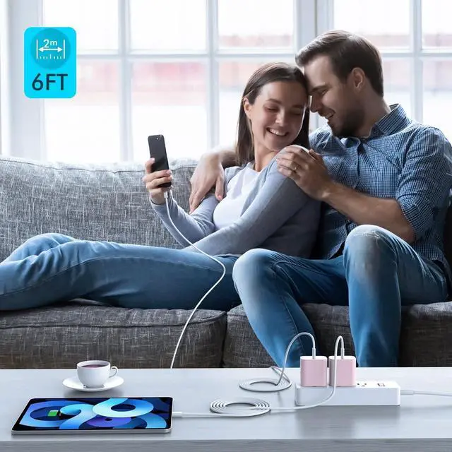 Alt view image 7 of 7 - [Apple MFi Certified] iPhone 16 Pro Max Quick Charger,3Pack 20W USB C Wall Charger Block and 6 Feet USB C to USB C Fast Charging Cable for iPhone 16/16 Plus/Pro/Pro Max/iPhone 15/15 Pro Max/Plus(Pink)