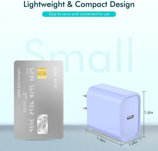 Alt view image 6 of 7 - Apple iPhone 16 15 Charger Fast Charging [Apple MFi Certified]3Pack 20W USB Type C Charging Block with Long 6 FT Fast Charging Cable for iPhone 16/16 Pro/Pro Max,iPhone 15/15 Pro Max/Plus/iPad(Purple)