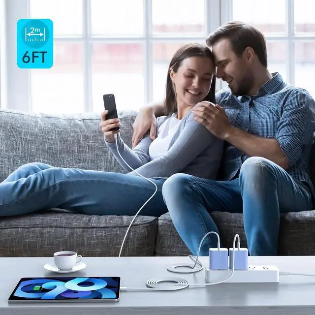 Alt view image 7 of 7 - Apple iPhone 16 15 Charger Fast Charging [Apple MFi Certified]3Pack 20W USB Type C Charging Block with Long 6 FT Fast Charging Cable for iPhone 16/16 Pro/Pro Max,iPhone 15/15 Pro Max/Plus/iPad(Purple)