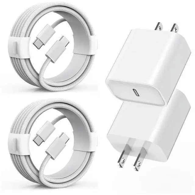 Main image of Long Charger for iPhone 16e Charge Fast Charging, 20W USB C PD Wall Adapter 2-Pack 6FT Type C to C i Phone 15 Charging Woven Cable Cord for iPhone 16/16e/16 Pro/15/15 Plus/15 Pro Max,iPad Pro/Air/Mini