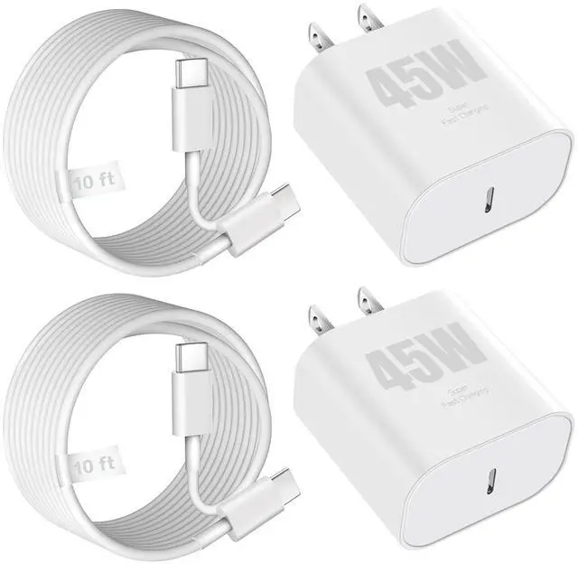 Main image of iPhone 16 Charger 45W USB C Charger Fast Charging Block,2Pack Quick Type C Phone Wall Chargers Adapter 10FT Long USB C Charging Cable for iPhone 16/16 Pro/16 Pro Max/16e/15/15 Pro/15 Pro Max/iPad Pro