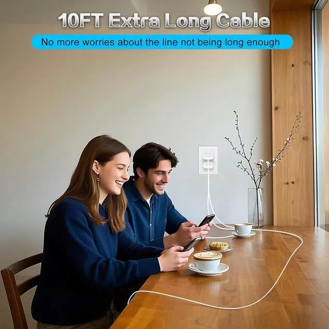 Alt view image 7 of 7 - iPhone 16 Charger 45W USB C Charger Fast Charging Block,2Pack Quick Type C Phone Wall Chargers Adapter 10FT Long USB C Charging Cable for iPhone 16/16 Pro/16 Pro Max/16e/15/15 Pro/15 Pro Max/iPad Pro