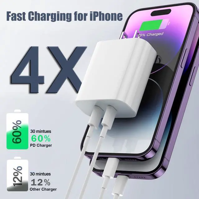 Alt view image 2 of 7 - Fast Charger for iPhone 16,2Pack PD USB C iPhone Charger Dual USB C Port Charger Block with 10 Foot Long USBC to C Charger Cable Cord. Compatible with iPhone 16/16 Pro/15 Pro Max,iPad Pro/Air/Mini
