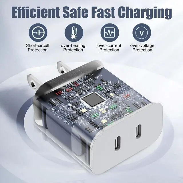 Alt view image 3 of 7 - Fast Charger for iPhone 16,2Pack PD USB C iPhone Charger Dual USB C Port Charger Block with 10 Foot Long USBC to C Charger Cable Cord. Compatible with iPhone 16/16 Pro/15 Pro Max,iPad Pro/Air/Mini