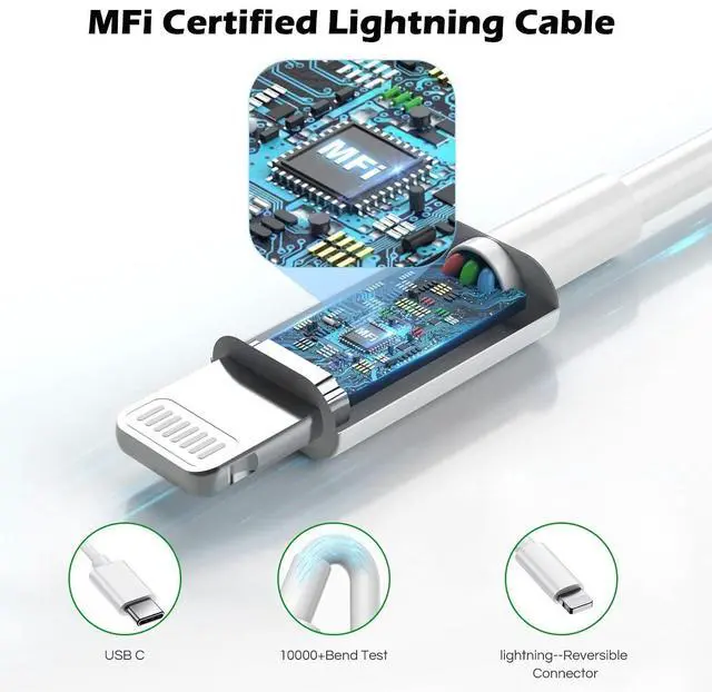 Alt view image 4 of 7 - Fast Charger iPhone,10 Feet iPhone Charger,Super Fast Charging Block with 10Foot USB C to Lightning Cable Type C Wall Plug Charging for iPhone 14/14 Pro Max/14 Plus/13/13 Mini/12/11/X/XR/SE,iPad