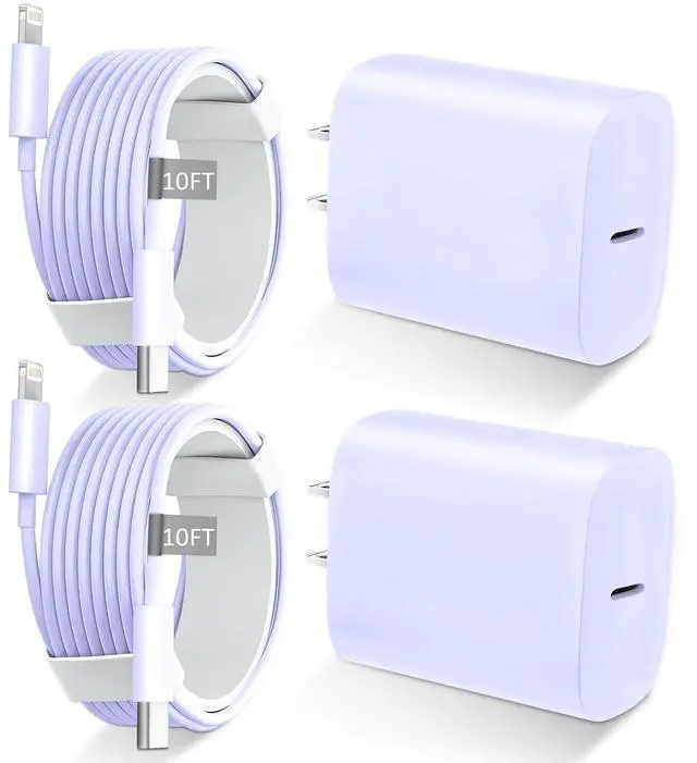 Main image of Phone 14 13 12 11 Fast Charger,10FT Long Fast Charging Lightning Cable with 20W USB C Charger Block for Phone 14/14 Pro Max/13/13 Pro Max/12/12 Pro Max/11/11Pro/XS/Max/XR/X,Purple