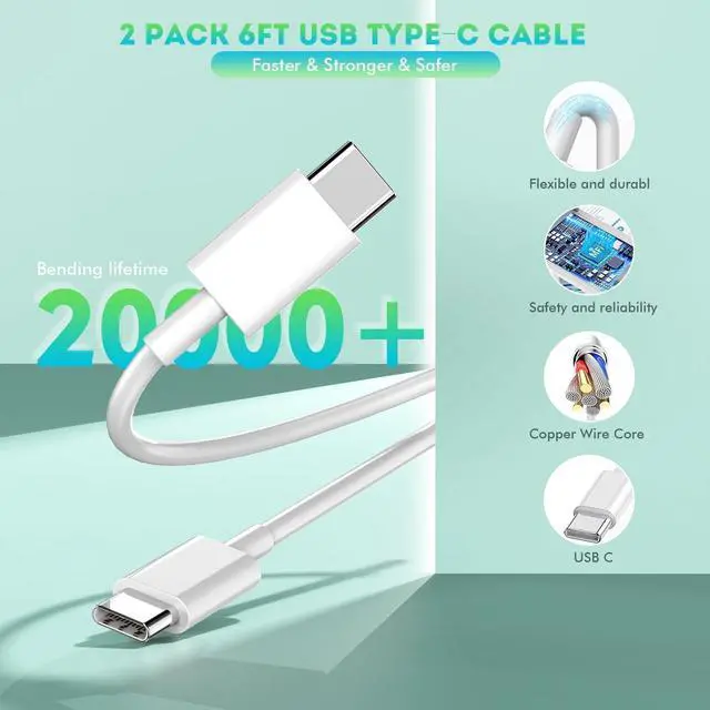 Alt view image 5 of 5 - 6FT iPhone 16 15 Charger Fast Charging, 2Pack 20W USB C Apple Charger Travel Plug Block Phone Charging Cable Cord for iPhone 16/16e/16 Pro Max/16 Plus/15/15 Pro/15Pro Max/iPad Mini6/iPad Air5/iPad Pro