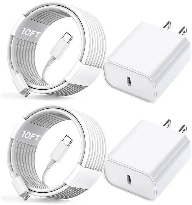 Main image of iPhone Fast Charger, [Apple MFi Certified] 2 Pack PD USB C Wall Charger Block Plug with 10FT Extra Long Type C to Lightning Fast Charging Data Sync Cable for iPhone 14 13 12 11 XR X 8 iPad and More