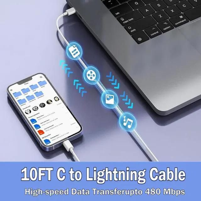 Alt view image 2 of 7 - iPhone Fast Charger, [Apple MFi Certified] 2 Pack PD USB C Wall Charger Block Plug with 10FT Extra Long Type C to Lightning Fast Charging Data Sync Cable for iPhone 14 13 12 11 XR X 8 iPad and More