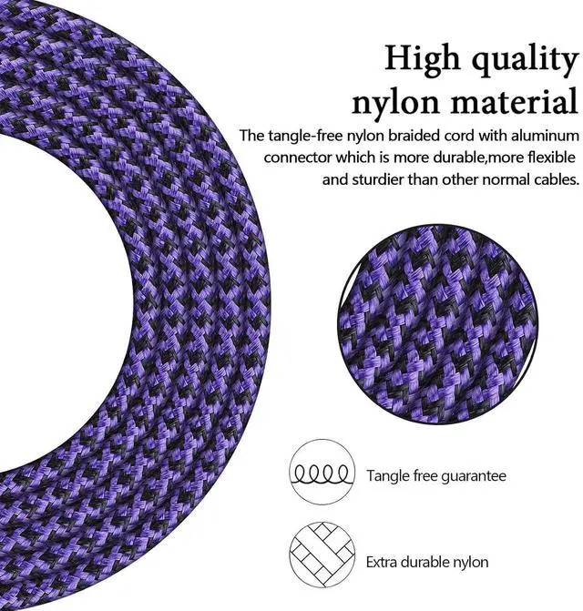 Alt view image 4 of 7 - Micro USB Cable, [4Pack/3Ft] Android USB Male to Micro B Charger Cord, Fast Charging Speed Data Wire Nylon Colored Braided Powerline Cable for Samsung Galaxy S7 S6 J7 J3 J8 A01 Kindle Fire Droid