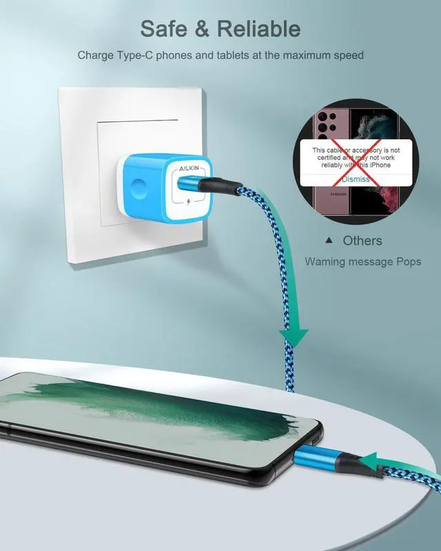 Alt view image 5 of 7 - USB C Charger Cable for iPhone 16e, Fast Charging USBC Cord for Android & iPhone 16e, 16 Pro Max 15 Pro, Samsung Galaxy S25 Ultra, S24, S23, A17, A16, Google Pixel 9a, 10 Pro, USB-C Wire,3FT