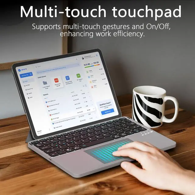 Alt view image 4 of 5 - Foldable Keyboard with Touchpad and Mouse Combo, Portable Wireless Bluetooth Keyboard and Mouse Combo with Holster Stand for Business and Travel, Compatible with Mac Laptop iPad Tablet