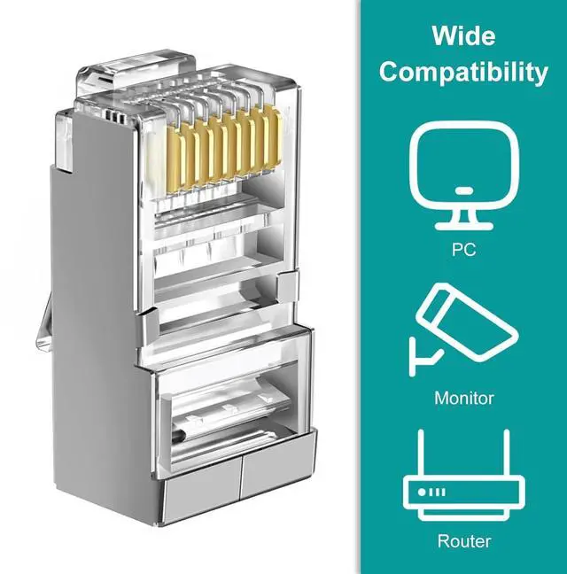 Alt view image 5 of 7 - 50-Pack Cat 6 Shielded Pass Through RJ45 Connectors + 50Pack RJ45 Boots, 8P8C Modular Ethernet STP Network Cable Plug End for Cat6 Cat5e