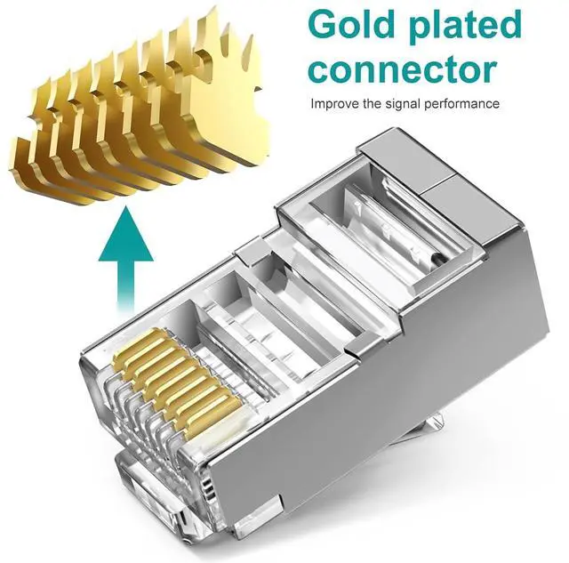 Alt view image 3 of 7 - 50-Pack Cat 6 Shielded Pass Through RJ45 Connectors + 50Pack RJ45 Boots, 8P8C Modular Ethernet STP Network Cable Plug End for Cat6 Cat5e