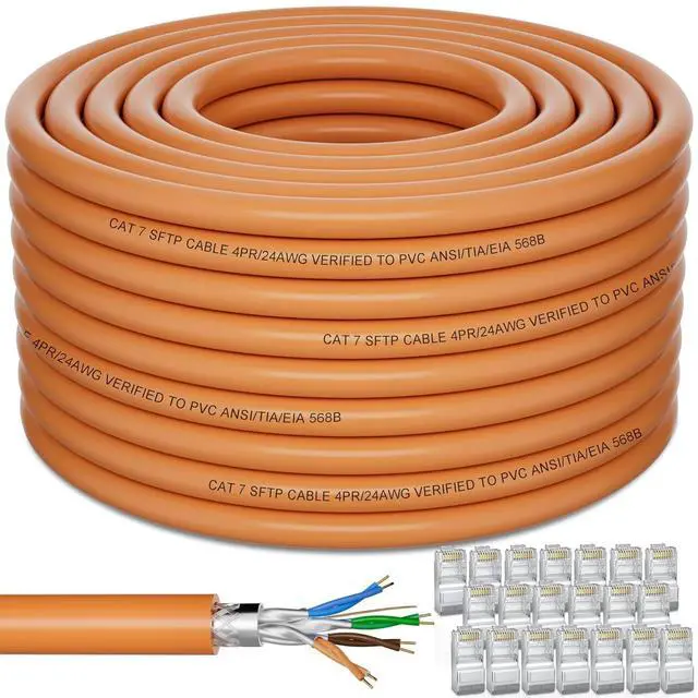 Main image of Cat 7 Outdoor Ethernet Cable 328ft (SFTP Triple Shielded Internet Cable | DIY Bulk Cable | x 20 RJ45) High-Speed 10Gbps 600MHz Network Cable, Waterproof/UV Resistant, Direct Burial, for Router/Gaming