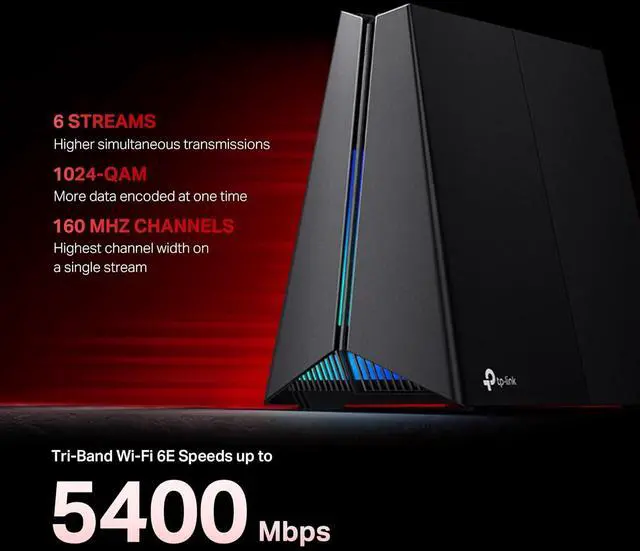 Alt view image 3 of 7 - TP-Link Tri-Band AXE5400 Wi-Fi 6E Gaming Router Archer GXE75 | 6-Stream 5.4 Gbps | 1×2.5G + 4×1G Ports, USB 3.0 | Exclusive Acceleration, Gaming Port & Panel, RGB Lighting | EasyMesh, HomeShield