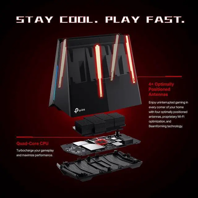 Alt view image 7 of 7 - TP-Link Tri-Band AXE5400 Wi-Fi 6E Gaming Router Archer GXE75 | 6-Stream 5.4 Gbps | 1×2.5G + 4×1G Ports, USB 3.0 | Exclusive Acceleration, Gaming Port & Panel, RGB Lighting | EasyMesh, HomeShield