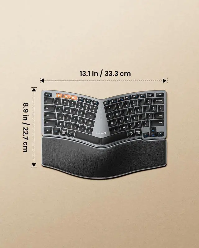 Alt view image 7 of 7 - ProtoArc Bluetooth Ergonomic Keyboard, EK04 Mini Compact Wireless Ergo Keyboard with Palm Rest, Split Design, Natural Typing, Bluetooth and USB, Rechargeable, for Windows/Mac - Grey