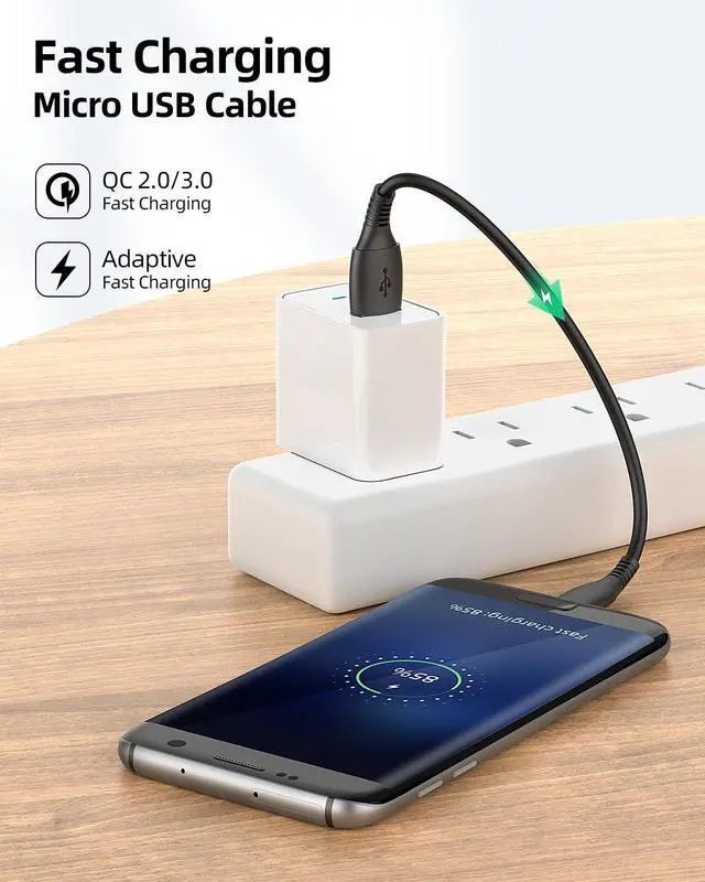 Alt view image 2 of 7 - Short Micro USB Cable 1ft, [3 Pack,1FT] 12 inch Android Charger Durable Short Cable Fast Charging for Samsung Galaxy S7 S6 S7 Edge S5,Note 5,PS4,Power Bank and More
