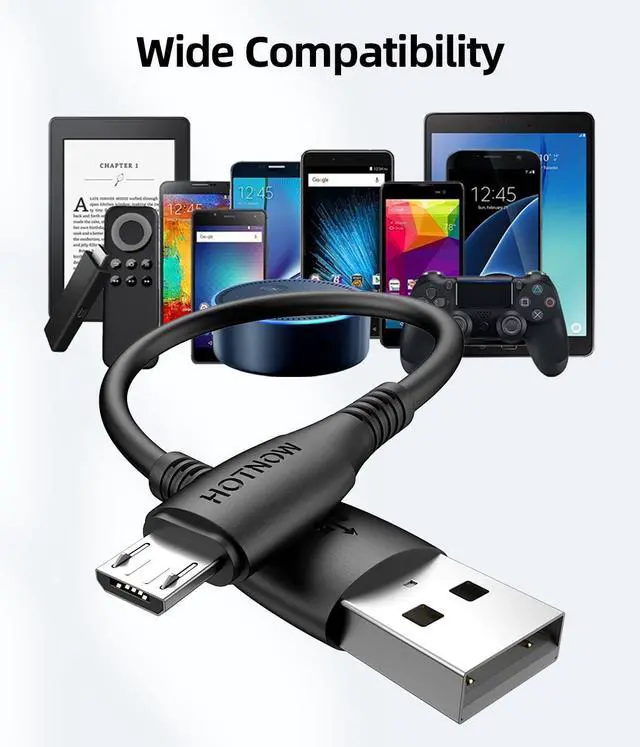 Alt view image 6 of 7 - Short Micro USB Cable 1ft, [3 Pack,1FT] 12 inch Android Charger Durable Short Cable Fast Charging for Samsung Galaxy S7 S6 S7 Edge S5,Note 5,PS4,Power Bank and More