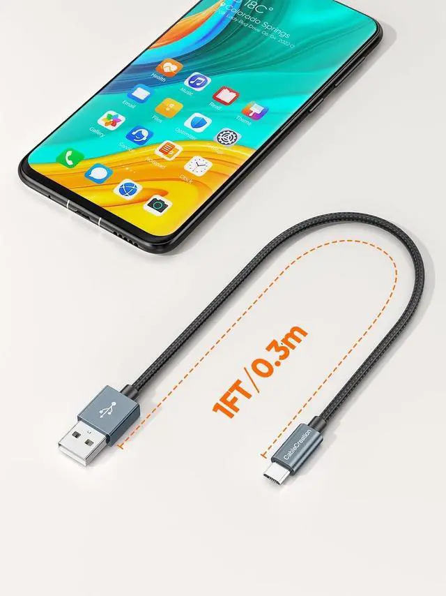 Alt view image 2 of 7 - Short Micro USB Cable 1FT Grey, Micro USB to USB Cable Triple Shielded Fast Charger Cable Compatible with PS5/PS4, Raspberry Pi Zero, Chromecast, Phone, 0.3M, Grey