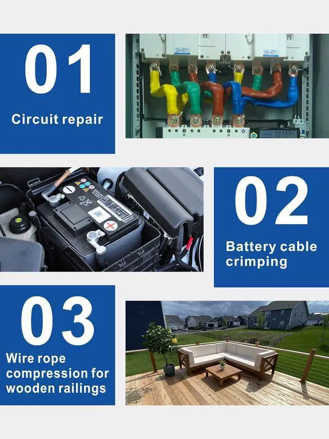 Alt view image 5 of 7 - Hydraulic Crimping Tool and Cable Cutter Hydraulic Cable Lug Crimper 8 US TON 12 AWG to 00 (2/0) Electrical Terminal Cable Wire Tool Kit with 9 Die