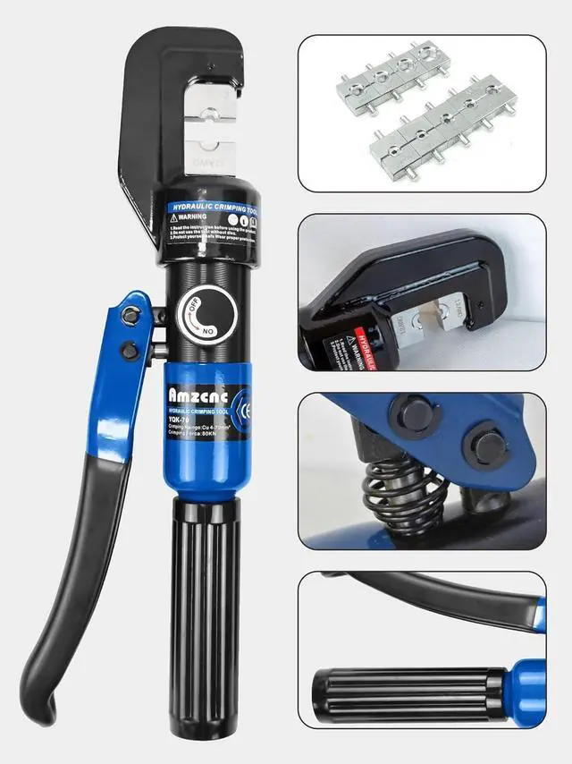Alt view image 7 of 7 - Hydraulic Crimping Tool and Cable Cutter Hydraulic Cable Lug Crimper 8 US TON 12 AWG to 00 (2/0) Electrical Terminal Cable Wire Tool Kit with 9 Die