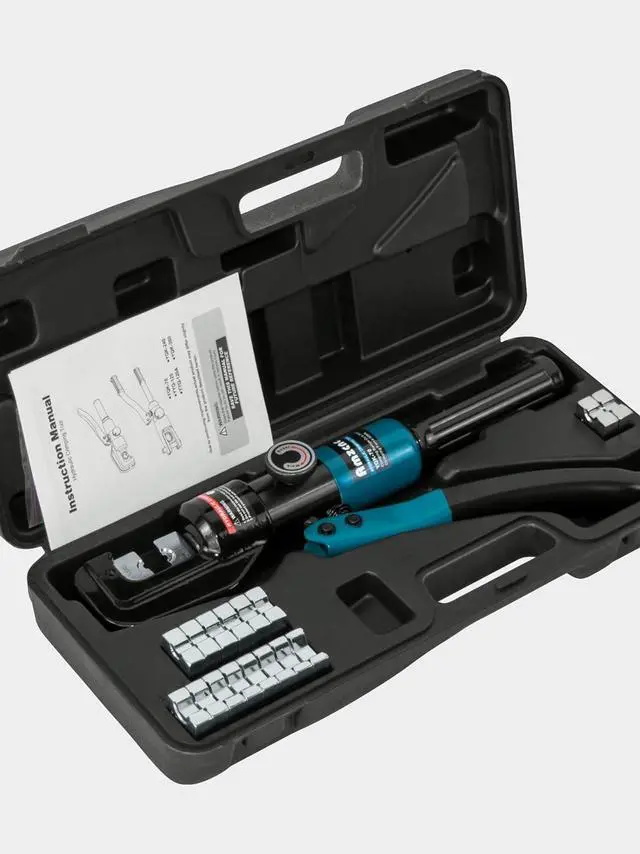 Alt view image 7 of 7 - Hand Operated Hydraulic Crimping Tool Range 12 AWG-2/0 AWG for Cable lugs Hydraulic Crimping Crimper Wire Terminal Lug Tool with 9 Pairs Dies