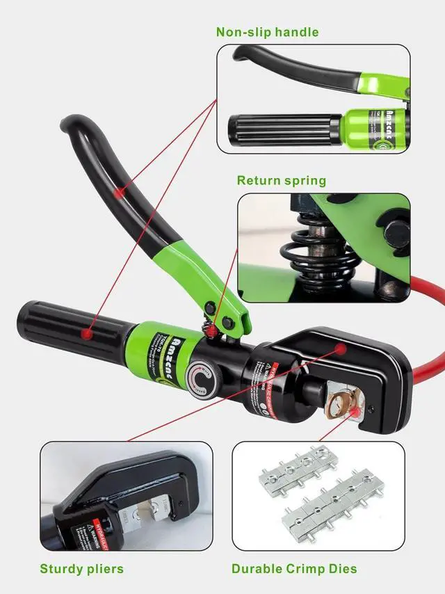 Alt view image 4 of 7 - 10 Tons Hydraulic Wire Battery Cable Lug Terminal Crimper Crimping Tool With 9 Pairs of Dies,1/8 Wire Rope Crimping Tool