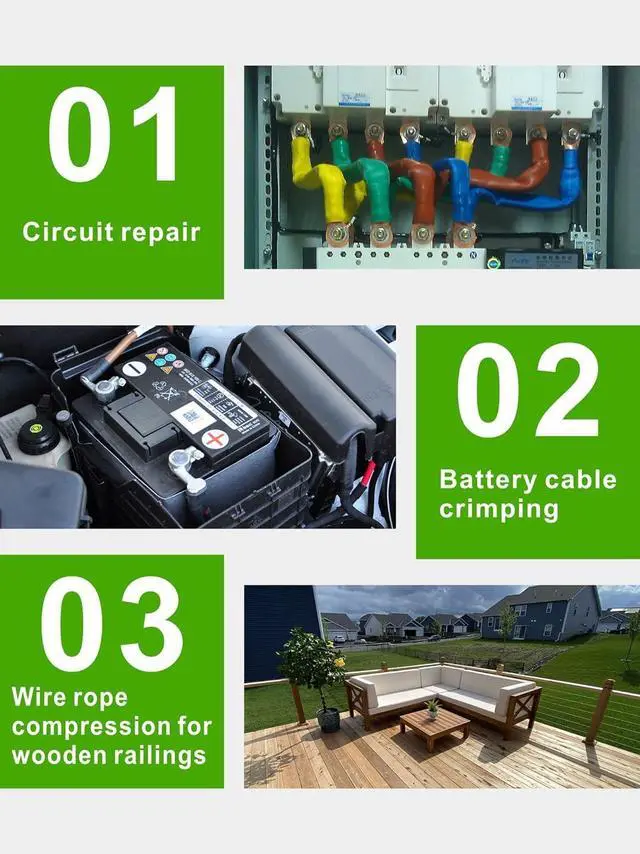 Alt view image 5 of 7 - 10 Tons Hydraulic Wire Battery Cable Lug Terminal Crimper Crimping Tool With 9 Pairs of Dies,1/8 Wire Rope Crimping Tool