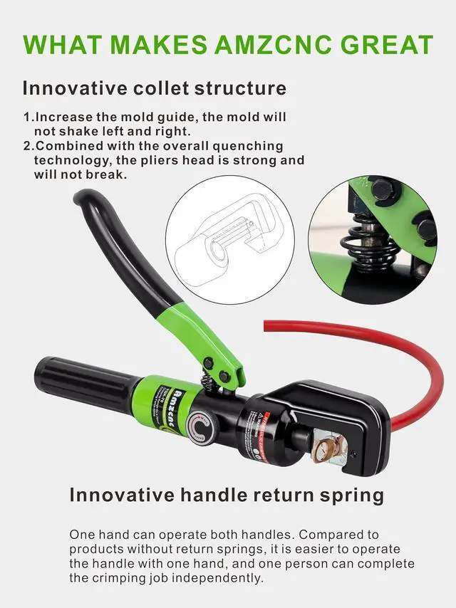 Alt view image 6 of 7 - 10 Tons Hydraulic Wire Battery Cable Lug Terminal Crimper Crimping Tool With 9 Pairs of Dies,1/8 Wire Rope Crimping Tool