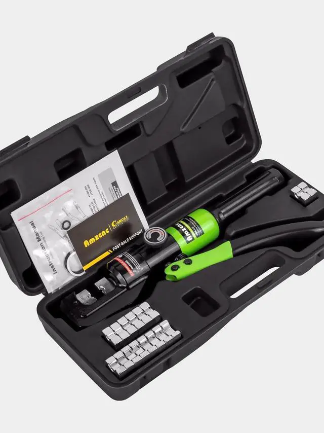Alt view image 7 of 7 - 10 Tons Hydraulic Wire Battery Cable Lug Terminal Crimper Crimping Tool With 9 Pairs of Dies,1/8 Wire Rope Crimping Tool