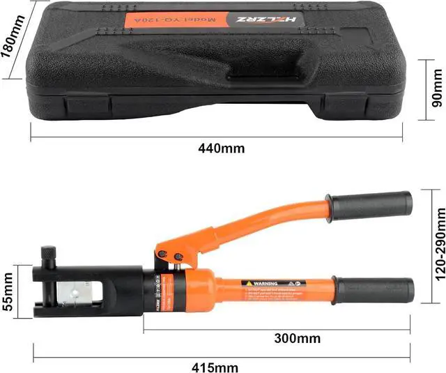 Alt view image 3 of 7 - 12 Tons Hydraulic Crimping Tool, Range 6AWG-4/0AWG(250MCM), Hydraulic Cable Lug Crimper with 8 Pairs of Dies for Hydraulic Wire Battery Cable Electrical Terminal Crimping Tool (YQ/120A)