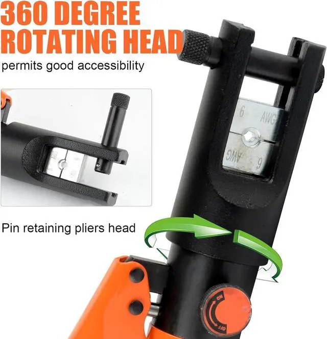 Alt view image 5 of 7 - 12 Tons Hydraulic Crimping Tool, Range 6AWG-4/0AWG(250MCM), Hydraulic Cable Lug Crimper with 8 Pairs of Dies for Hydraulic Wire Battery Cable Electrical Terminal Crimping Tool (YQ/120A)