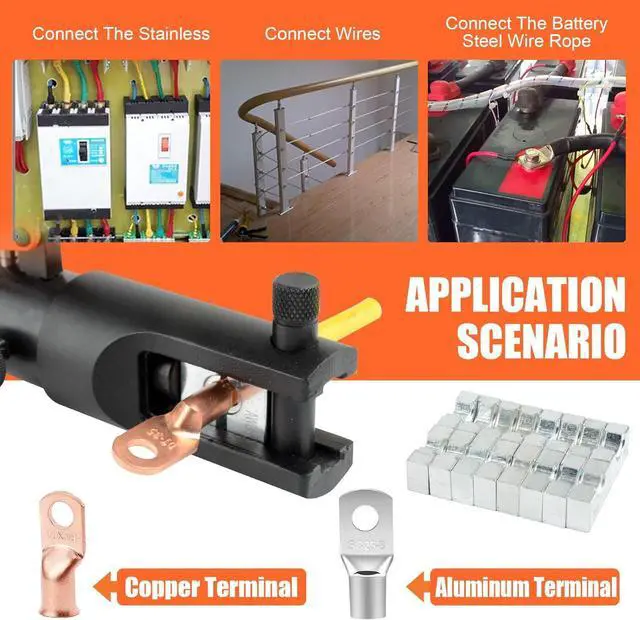 Alt view image 7 of 7 - 12 Tons Hydraulic Crimping Tool, Range 6AWG-4/0AWG(250MCM), Hydraulic Cable Lug Crimper with 8 Pairs of Dies for Hydraulic Wire Battery Cable Electrical Terminal Crimping Tool (YQ/120A)