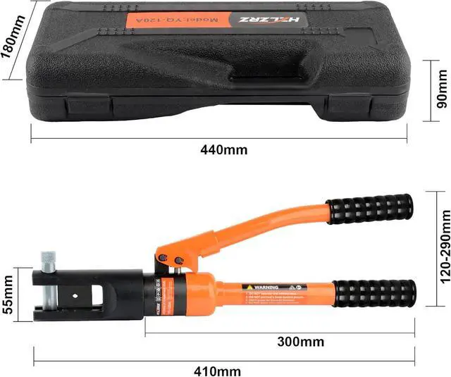 Alt view image 3 of 7 - Hydraulic Crimping Tool 12 Tons, Range 8AWG-4/0AWG(250MCM), Hydraulic Cable Lug Crimper with Standard US 9 Pairs of Dies for Wire Battery Cable Terminal Crimping Tool