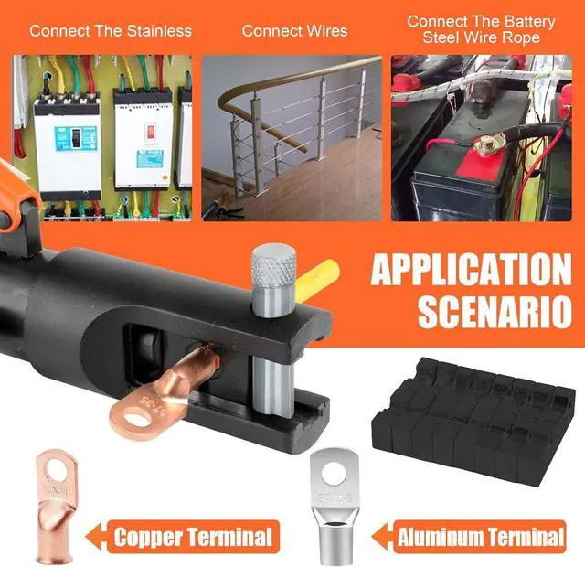 Alt view image 6 of 7 - Hydraulic Crimping Tool 12 Tons, Range 8AWG-4/0AWG(250MCM), Hydraulic Cable Lug Crimper with Standard US 9 Pairs of Dies for Wire Battery Cable Terminal Crimping Tool